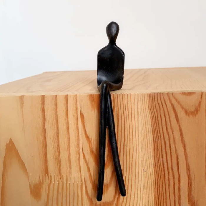 Statuetă decorativă metal negru, design abstract siluetă umană [1]