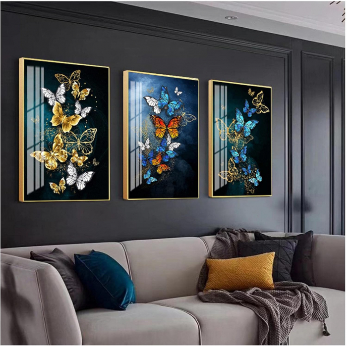 Tablou 50x70 Fluturi - Artă Modernă cu Ramă Aurie [2]