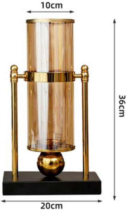 Vază decorativă model 8819, metal auriu & sticlă aurie, formă cilindru, 36 cm [6]