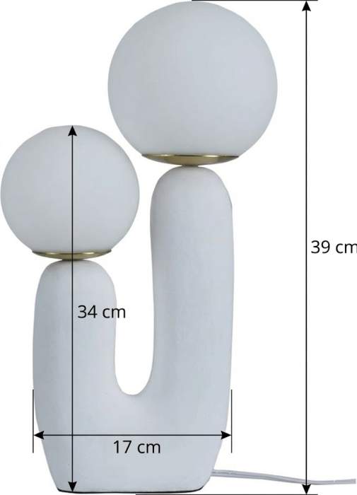 Veioză modernă 2218/2 albă cu globuri din sticlă mată design sculptural [4]