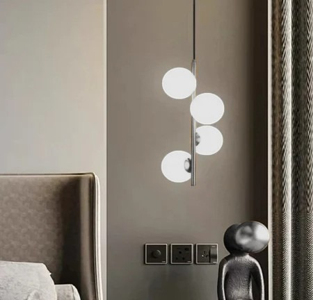 LUSTRE - Lustră 2338/4 suspendată modernă cu 4 abajururi sticlă albă mată, finisaj crom