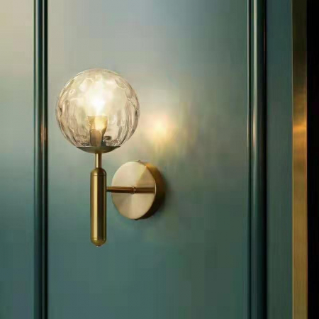 APLICE SI PLAFONIERE - Aplica de perete 23027 GD – Metal auriu și glob sticlă, suport bec E27