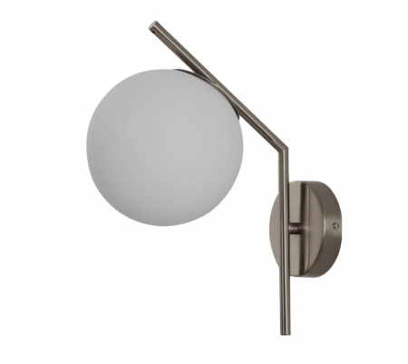 APLICE SI PLAFONIERE - Aplica 2333 metal argintiu cu abajur alb mat, soclu E27, design elegant