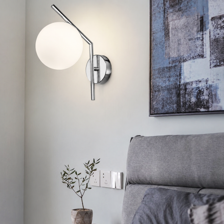 APLICE SI PLAFONIERE - Aplica 2333 metal argintiu cu abajur alb mat, soclu E27, design elegant