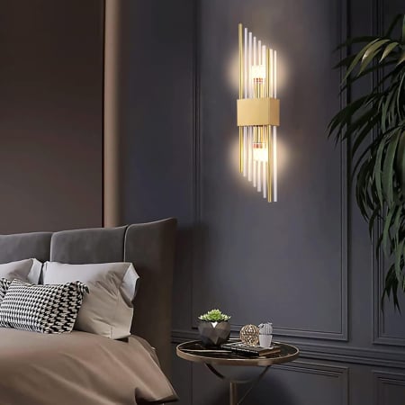 APLICE SI PLAFONIERE - Aplica 2372 din metal cu 2 becuri E14 – disponibilă în finisaje auriu, crom și negru