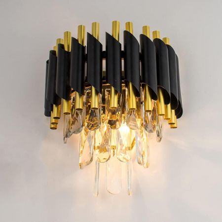 APLICE SI PLAFONIERE - Aplica 98142 BK+GD 2xE14, 30x30 cm, design clasic-modern, negru/auriu