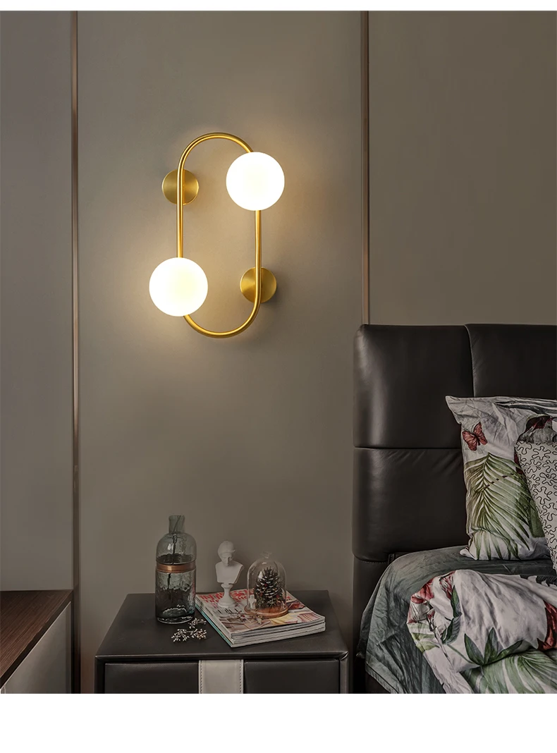 Aplica 5078/2 metal auriu cu 2 globuri albe mate, design modern elegant [2]
