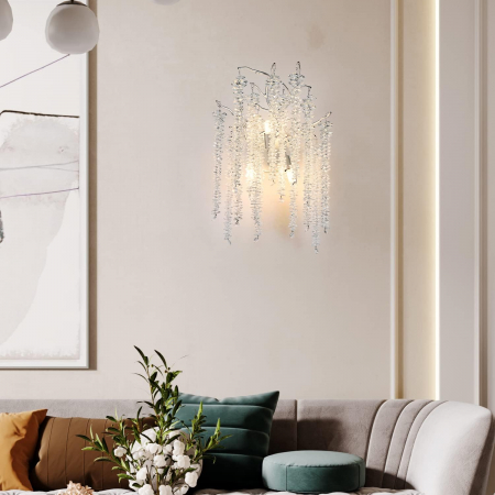 APLICE SI PLAFONIERE - Aplica 6106/2W CH metal argintiu și acril, 3xE14, design modern