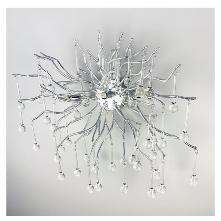 APLICE SI PLAFONIERE - Aplica 6113/2W CH – Aplica perete argintie, design creangă cu sticlă tip picături, 3xE14