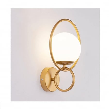 APLICE SI PLAFONIERE - Aplica 6131 GD metal auriu cu abajur sticlă alb mat, soclu E14, design elegant