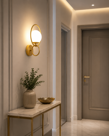 APLICE SI PLAFONIERE - Aplica 6131 GD metal auriu cu abajur sticlă alb mat, soclu E14, design elegant