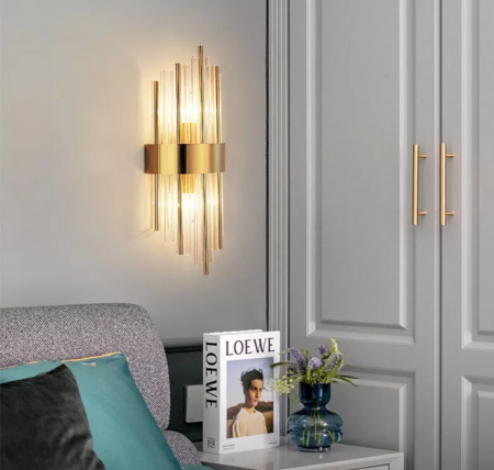 APLICE SI PLAFONIERE - Aplica de perete 6017/60 GD – metal auriu elegant, 60x22 cm, 2xE14