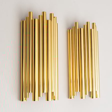 APLICE SI PLAFONIERE - Aplica de perete 2011B metal auriu, design elegant, 2 socluri E14, 46 x 17 cm