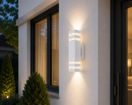 ILUMINAT EXTERIOR - Aplica Exterior 2128 Alb/Negru cu Iluminare Decorativă Sus-Jos