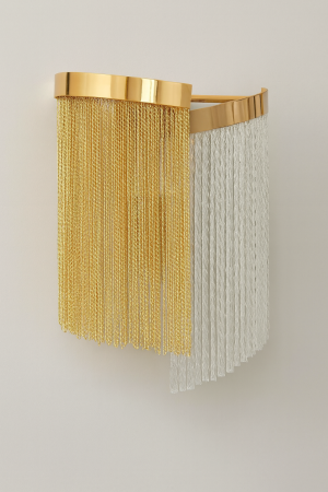 APLICE SI PLAFONIERE - Aplica perete 2306/280, metal și sticlă auriu, design elegant cu decor din sticlă, 2 becuri E14