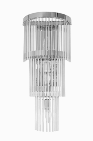 APLICE SI PLAFONIERE - Aplica perete 6023/3 CH, metal argintiu și sticlă , design vertical, 60x30 cm