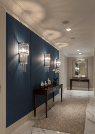 APLICE SI PLAFONIERE - Aplica perete 6023/3 CH, metal argintiu și sticlă , design vertical, 60x30 cm