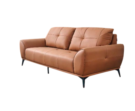 Canapea model 2309, piele sintetică maro-coniac, structură lemn, 220 cm [3]