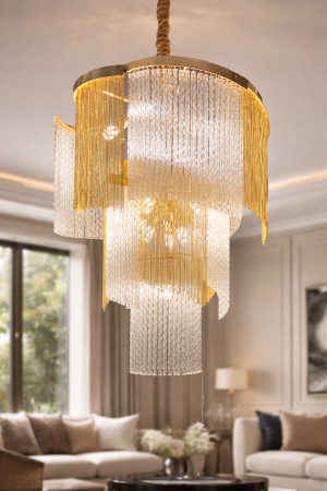 LUSTRE - Candelabru auriu 2306 cu cristale Ø56 cm 27 sau 13 becuri