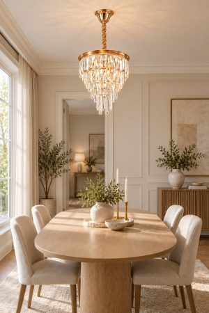 LUSTRE - Candelabru 3329 din cristal K9 și metal auriu, formă cascadă