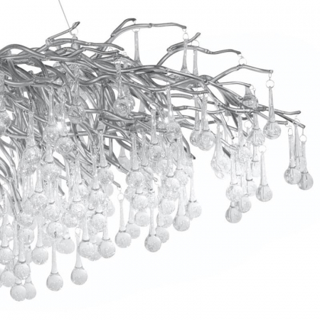 Candelabru 6113/1200 CH – Ramură Argintie cu Picături de Sticlă, 10 Becuri E14, 120 cm [2]