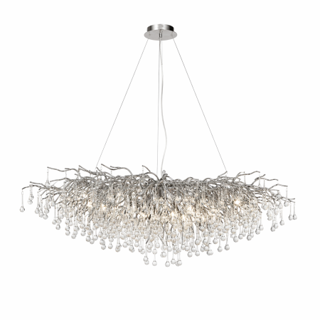 LUSTRE - Candelabru 6113/1200 CH – Ramură Argintie cu Picături de Sticlă, 10 Becuri E14, 120 cm