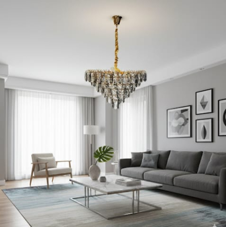 LUSTRE - Candelabru Modern 3361 Metal Auriu cu Cristale Cascadă, 40-60 cm