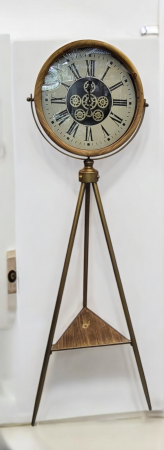 CEASURI - Ceas de podea E13, metal auriu și lemn, H183 cm, Ø55 cm