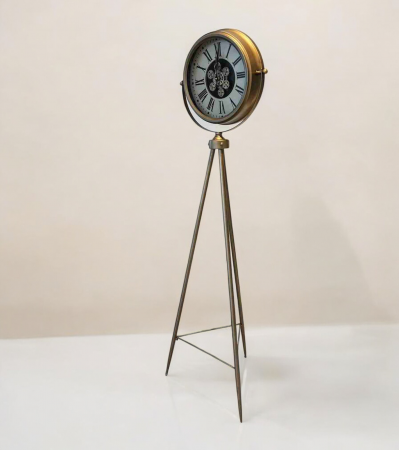 CEASURI - Ceas de podea E14, metal auriu, cadran reglabil, H150 cm, Ø32 cm