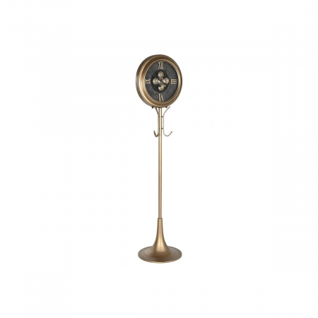Ceas de podea E48, metal auriu, H175 cm, cadran negru 44 cm, suport haine [1]