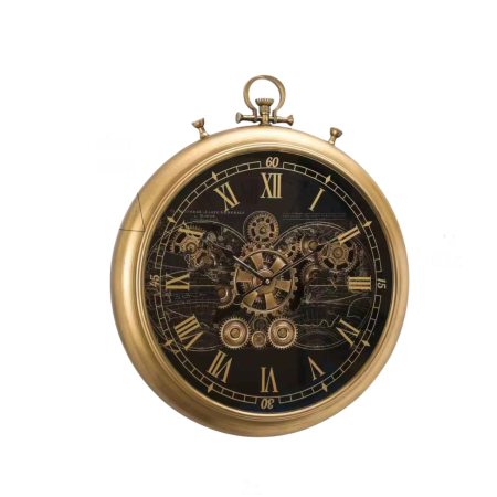 CEASURI - Ceas perete E154-GEAR CLOCK metal auriu, mecanism vizibil, 52x61 cm