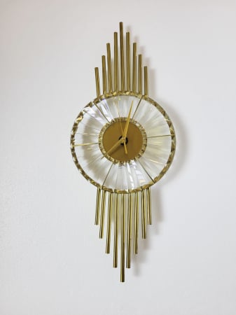 CEASURI - Ceas și aplică de perete model 2561, metal auriu, rotund cu LED, diametru 25 cm