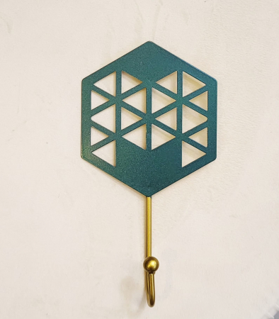 DECORATIUNI - Cuier metalic decorativ model 025 verde cu detalii aurii, modern și elegant