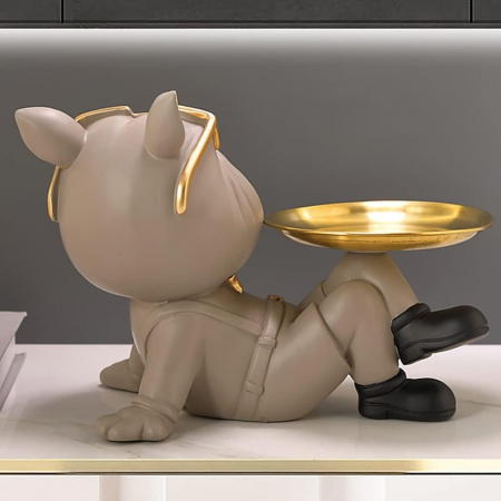 Statuie decorativă 5001 câine cu tavă aurie – elegantă și funcțională [1]