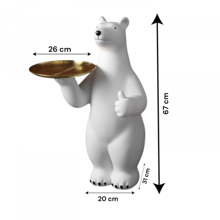 Decorațiune de podea model 9000-232 – urs cu tavă din oțel inoxidabil, modern și elegant [1]