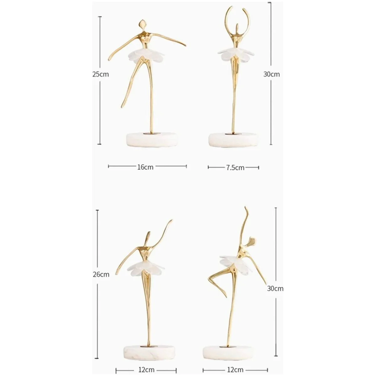 Statuetă balerină decorativă CP3390 – elegantă, auriu/alb, 4 modele disponibile [2]