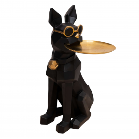 Decorațiune de podea model W8000-1204 – câine cu tavă din oțel inoxidabil, modern și elegant [1]