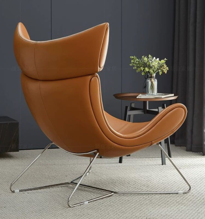 Fotoliu 999 cu taburet, design danez, metal cromat, 102 cm [4]