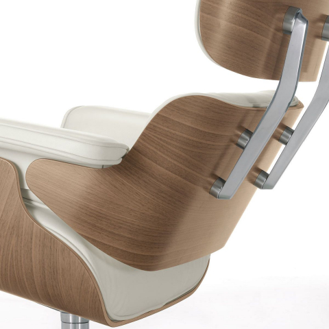 Fotoliu CF16 B Alb, piele și bază lemn laminat, ergonomic, cu taburet, 84x85-92x38/89 cm [2]