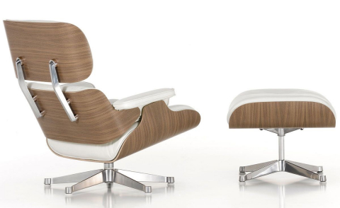 Fotoliu CF16 B Alb, piele și bază lemn laminat, ergonomic, cu taburet, 84x85-92x38/89 cm [1]