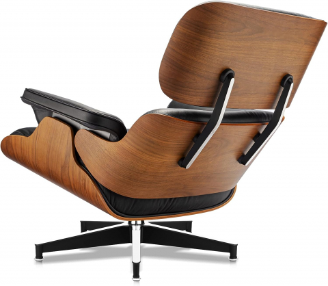 Fotoliu CF-16 Negru, piele și bază lemn laminat, ergonomic, cu taburet, 84x85-92x38/89 cm [3]