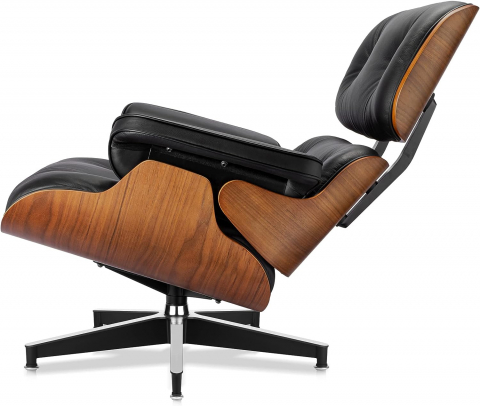 Fotoliu CF-16 Negru, piele și bază lemn laminat, ergonomic, cu taburet, 84x85-92x38/89 cm [1]
