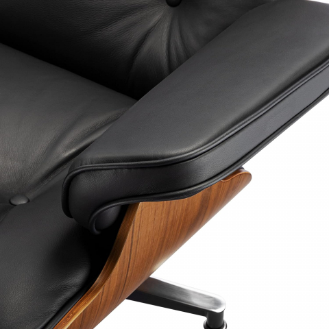 Fotoliu CF-16 Negru, piele și bază lemn laminat, ergonomic, cu taburet, 84x85-92x38/89 cm [5]