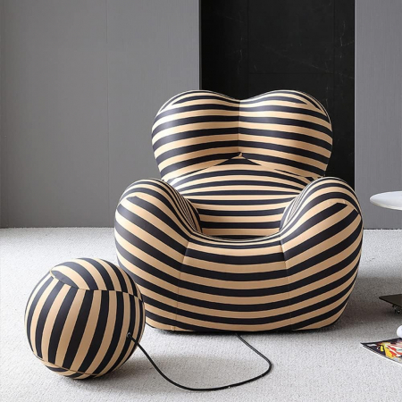 Fotoliu relaxare cu bilă asortată ZW073-032, burete și material textil fin, maro cu dungi negre [1]