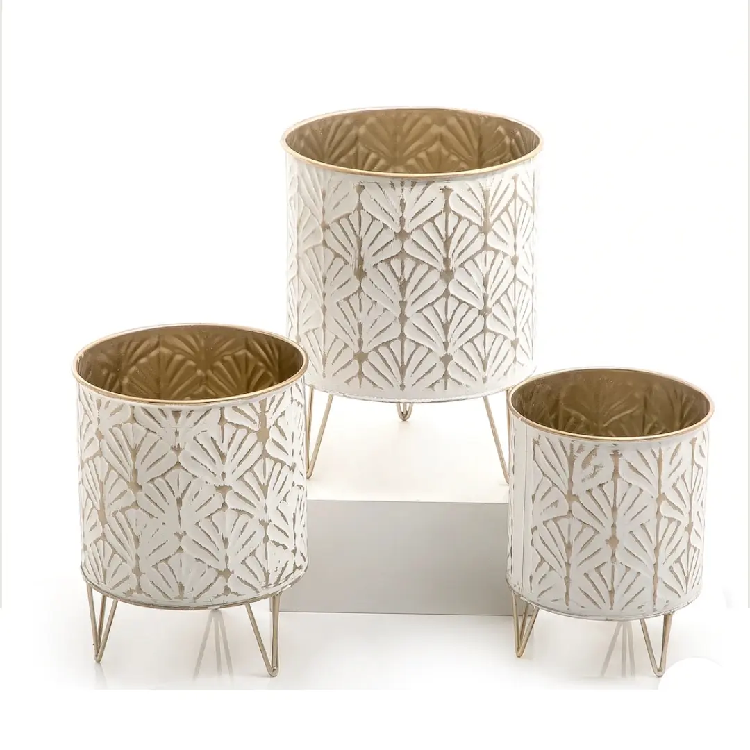 DECORATIUNI - Ghiveci decorativ model 60396 alb/auriu – elegant și modern