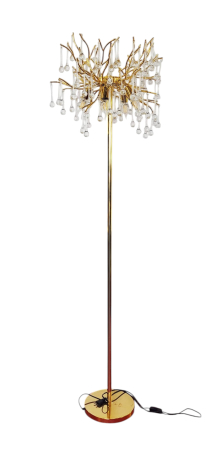 VEIOZE SI LAMPADARE - Lampadar 6113 decorativ, metal auriu și sticlă tip cristal, 5 becuri E14, H170 cm