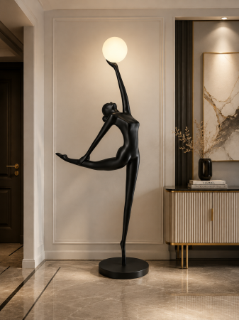 VEIOZE SI LAMPADARE - Lampadar 9110 cu Siluetă de Balerină și Glob Alb