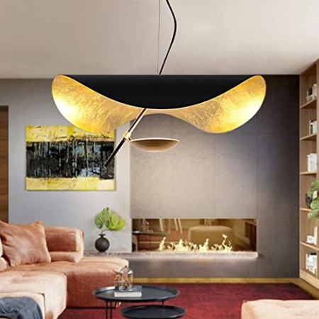 PENDULE - Lustra 1301/600Lustră LED 1301/600 Gold+Negru, 16W, reglabilă 3000K-6500K, 60x100 cm – modernă și elegantă