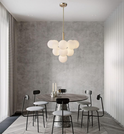 Lustra 1717/13 CP – metal auriu, 13 globuri sticlă albă, E27, design modern [3]