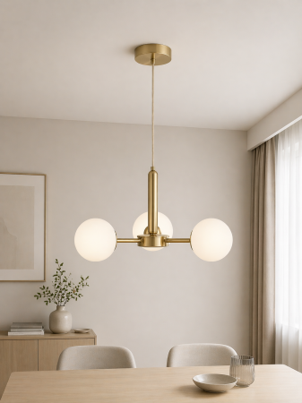 LUSTRE - Lustră modernă 1717/3 crom sau auriu cu 3 globuri alb mat